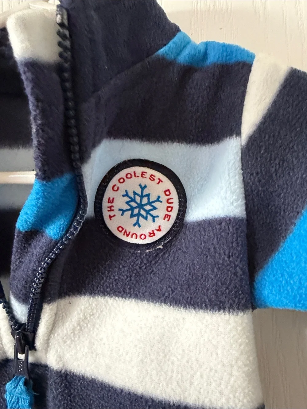 Carter's Navy, Light Blue and Bright Blue Striped Fleece Footie - 3 Months